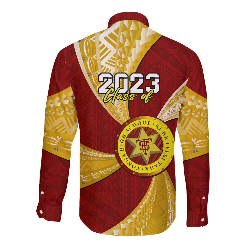 Personalised Tonga High School Long Sleeve Button Shirt Class Of Year Tongan Ngatu Pattern LT14 - Polynesian Pride