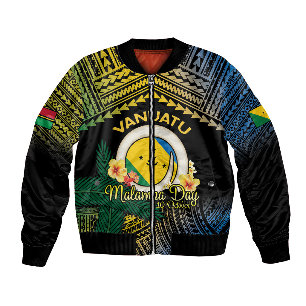 Personalised Malampa Day Bomber Jacket Vanuatu Provinces Polynesian Pattern LT14 Unisex Black - Polynesian Pride