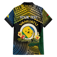 Personalised Malampa Day Family Matching Off Shoulder Short Dress and Hawaiian Shirt Vanuatu Provinces Polynesian Pattern