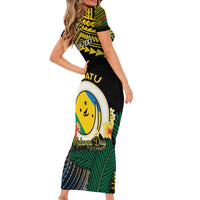 Personalised Malampa Day Family Matching Short Sleeve Bodycon Dress and Hawaiian Shirt Vanuatu Provinces Polynesian Pattern