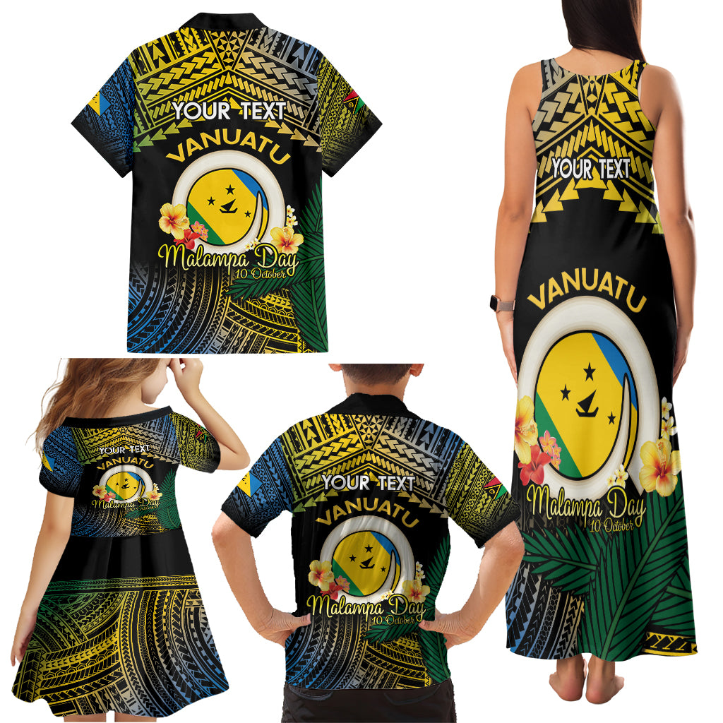 Personalised Malampa Day Family Matching Tank Maxi Dress and Hawaiian Shirt Vanuatu Provinces Polynesian Pattern