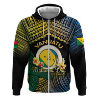 Personalised Malampa Day Hoodie Vanuatu Provinces Polynesian Pattern LT14 Zip Hoodie Black - Polynesian Pride
