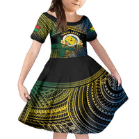 Personalised Malampa Day Kid Short Sleeve Dress Vanuatu Provinces Polynesian Pattern LT14 KID Black - Polynesian Pride