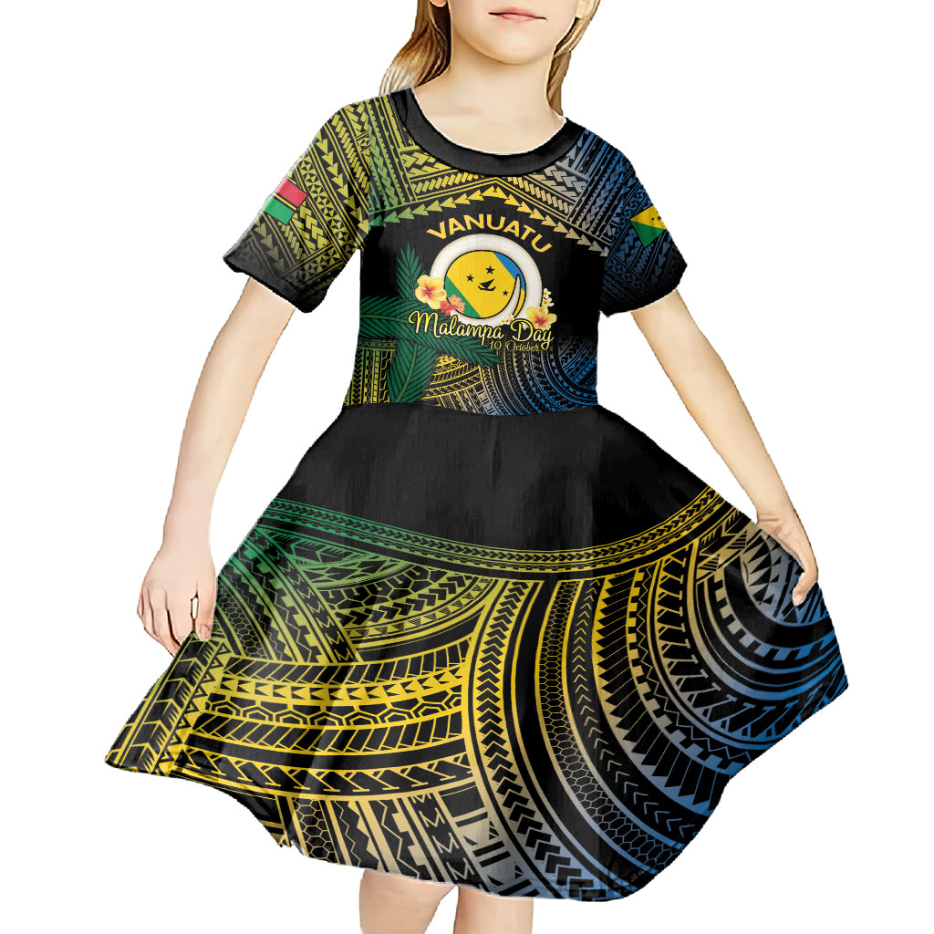 Personalised Malampa Day Kid Short Sleeve Dress Vanuatu Provinces Polynesian Pattern LT14 - Polynesian Pride