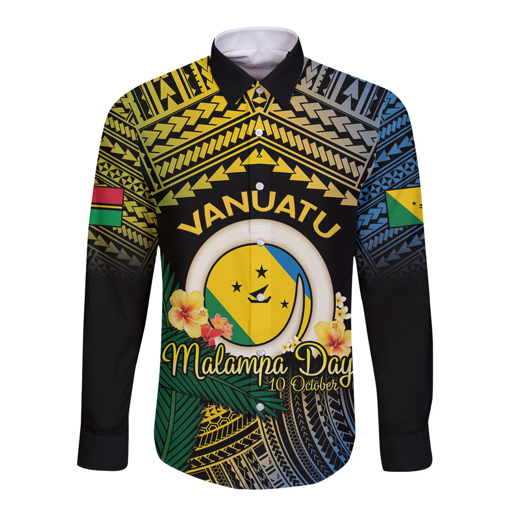 Personalised Malampa Day Long Sleeve Button Shirt Vanuatu Provinces Polynesian Pattern