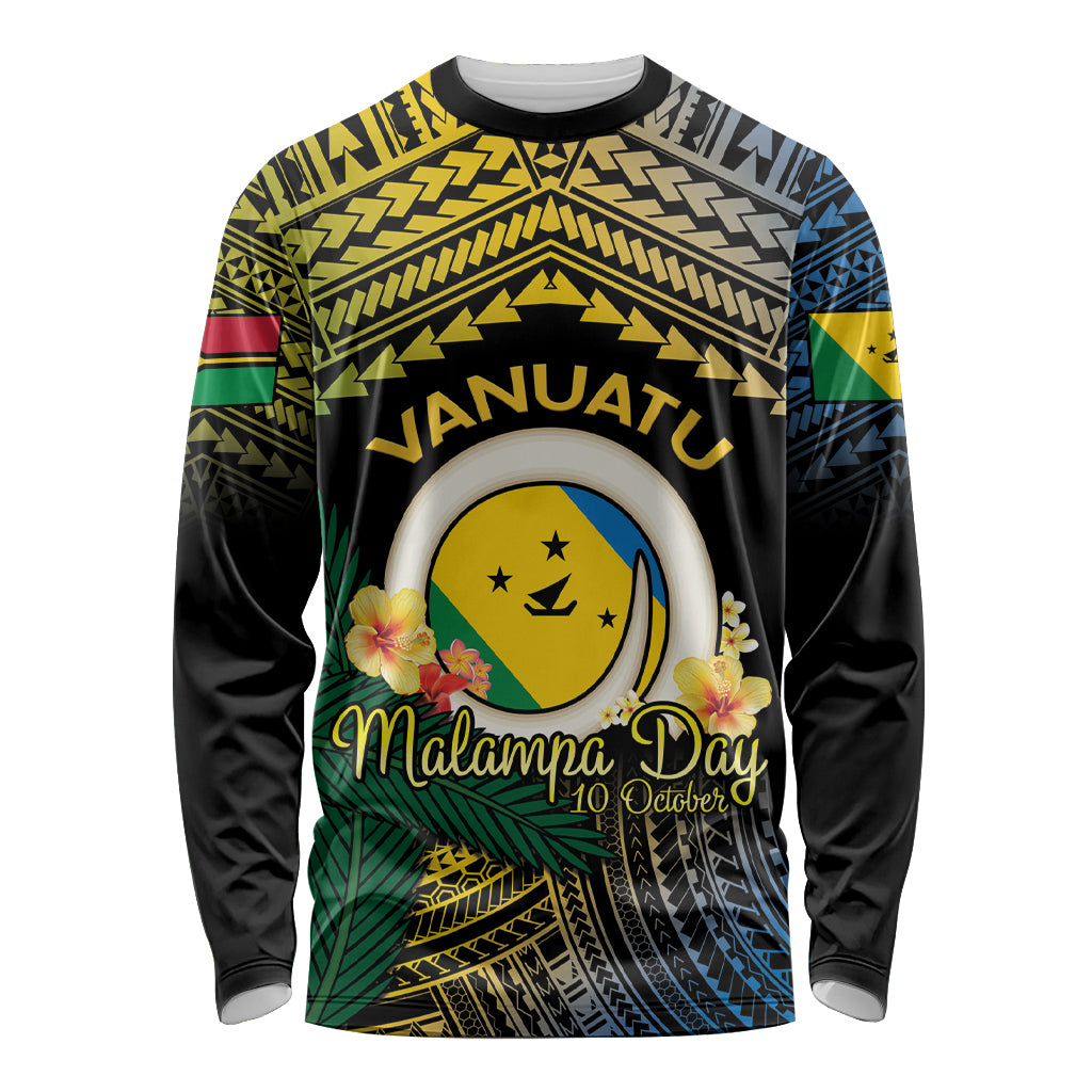 Personalised Malampa Day Long Sleeve Shirt Vanuatu Provinces Polynesian Pattern