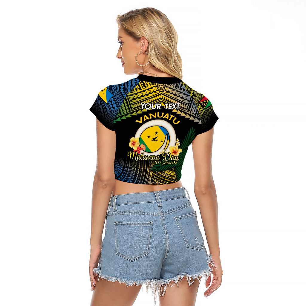 Personalised Malampa Day Raglan Cropped T Shirt Vanuatu Provinces Polynesian Pattern