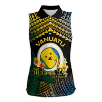 Personalised Malampa Day Women Sleeveless Polo Shirt Vanuatu Provinces Polynesian Pattern