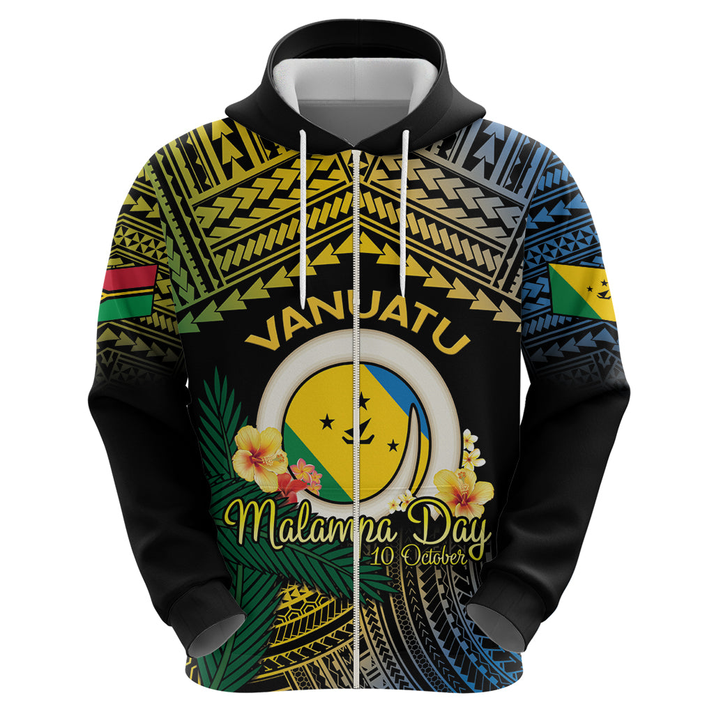 Personalised Malampa Day Zip Hoodie Vanuatu Provinces Polynesian Pattern