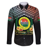 Personalised Penama Day Family Matching Puletasi and Hawaiian Shirt Vanuatu Provinces Polynesian Pattern LT14 Dad's Shirt - Long Sleeve Black - Polynesian Pride