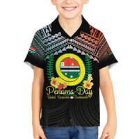 Personalised Penama Day Family Matching Puletasi and Hawaiian Shirt Vanuatu Provinces Polynesian Pattern LT14 Son's Shirt Black - Polynesian Pride