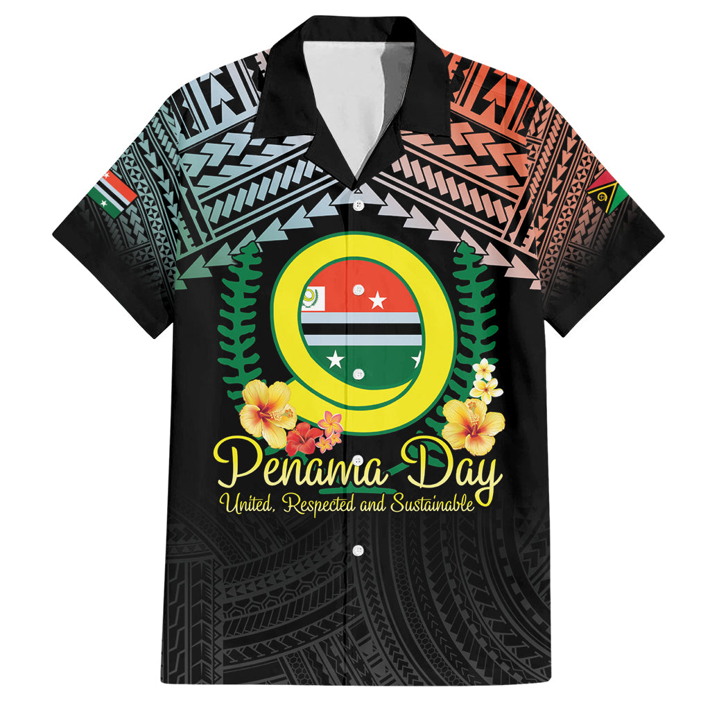 Personalised Penama Day Family Matching Short Sleeve Bodycon Dress and Hawaiian Shirt Vanuatu Provinces Polynesian Pattern