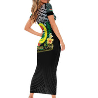 Personalised Penama Day Short Sleeve Bodycon Dress Vanuatu Provinces Polynesian Pattern LT14 - Polynesian Pride