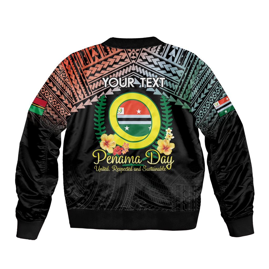 Personalised Penama Day Sleeve Zip Bomber Jacket Vanuatu Provinces Polynesian Pattern LT14 - Polynesian Pride