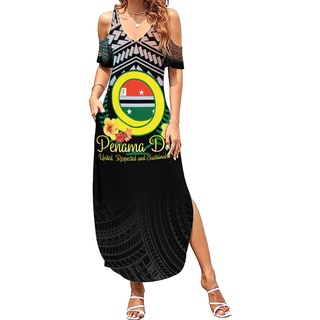 Personalised Penama Day Summer Maxi Dress Vanuatu Provinces Polynesian Pattern