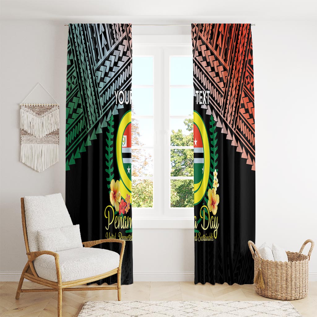 Personalised Penama Day Window Curtain Vanuatu Provinces Polynesian Pattern