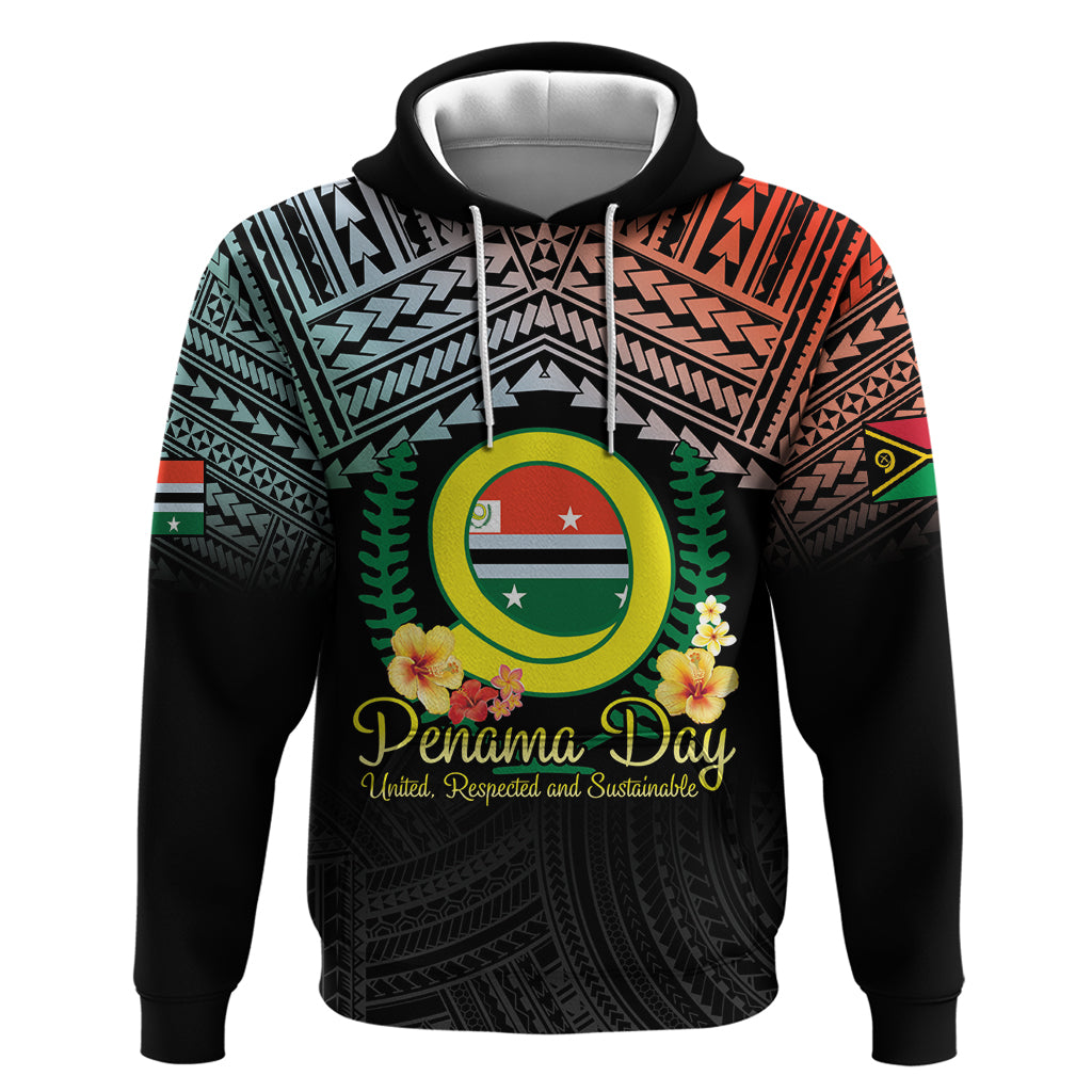 Personalised Penama Day Zip Hoodie Vanuatu Provinces Polynesian Pattern LT14 Pullover Hoodie Black - Polynesian Pride