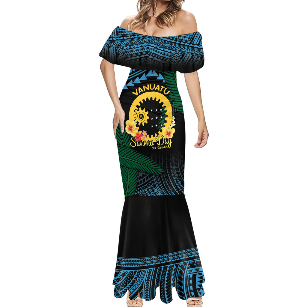 Personalised Sanma Day Mermaid Dress Vanuatu Provinces Polynesian Pattern LT14 - Polynesian Pride