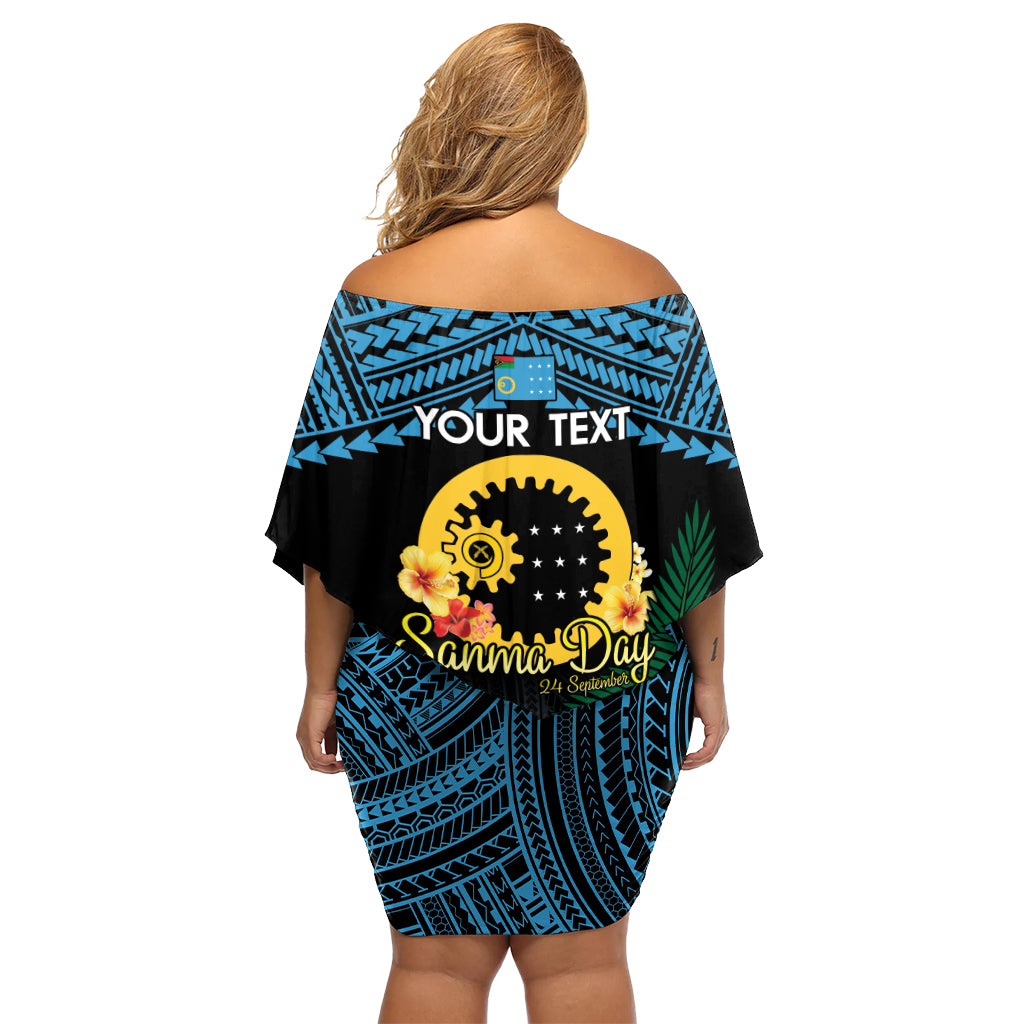 Personalised Sanma Day Off Shoulder Short Dress Vanuatu Provinces Polynesian Pattern LT14 - Polynesian Pride