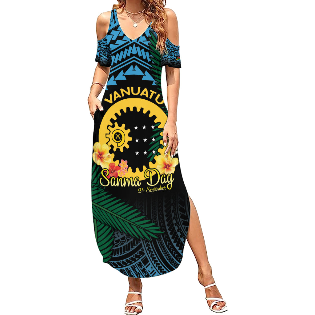 Personalised Sanma Day Summer Maxi Dress Vanuatu Provinces Polynesian Pattern