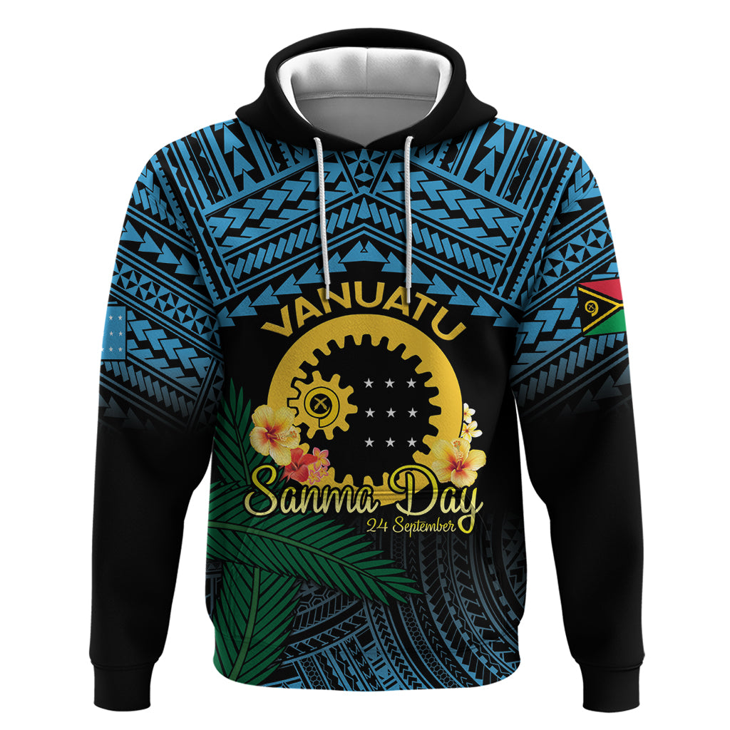 Personalised Sanma Day Zip Hoodie Vanuatu Provinces Polynesian Pattern LT14 Pullover Hoodie Black - Polynesian Pride