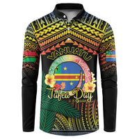 Personalised Tafea Day Button Sweatshirt Vanuatu Provinces Polynesian Pattern LT14 Black - Polynesian Pride