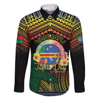 Personalised Tafea Day Family Matching Mermaid Dress and Hawaiian Shirt Vanuatu Provinces Polynesian Pattern LT14 Dad's Shirt - Long Sleeve Black - Polynesian Pride