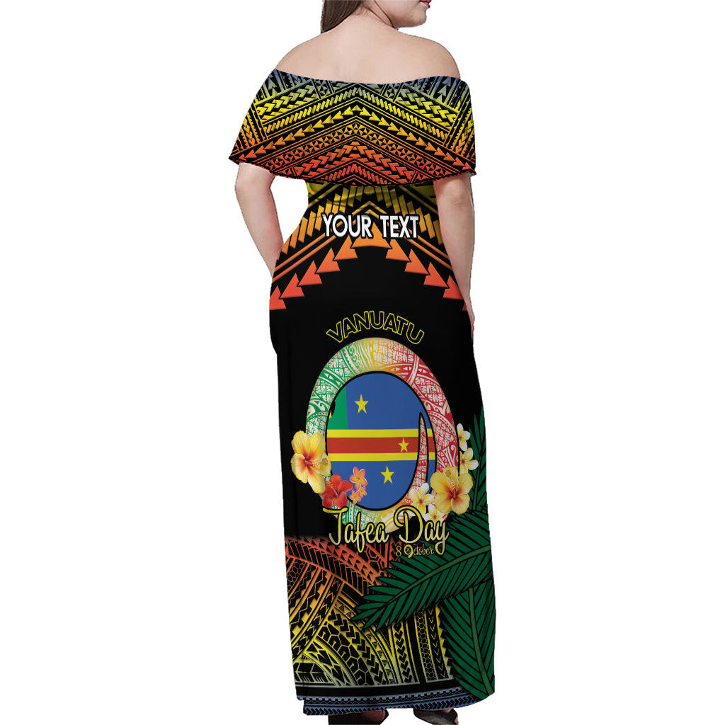 Personalised Tafea Day Family Matching Off Shoulder Maxi Dress and Hawaiian Shirt Vanuatu Provinces Polynesian Pattern