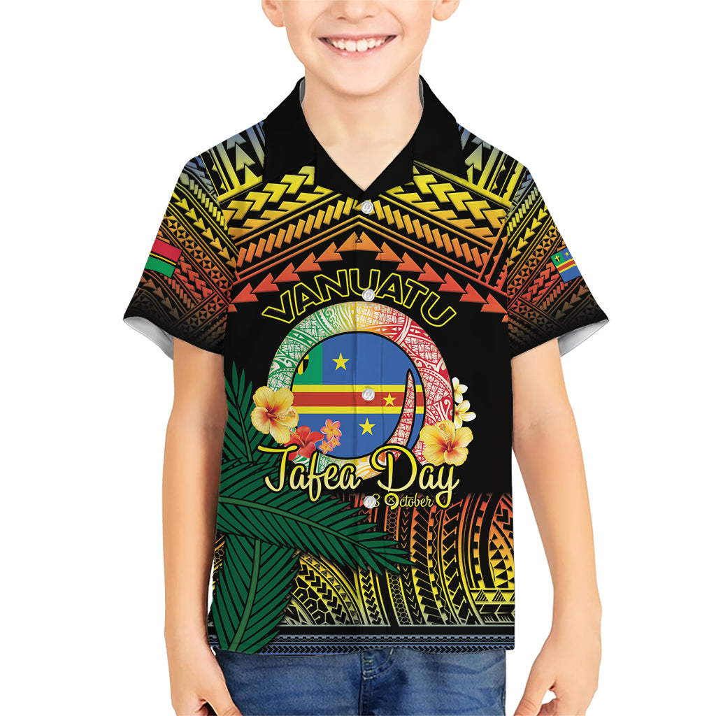 Personalised Tafea Day Kid Hawaiian Shirt Vanuatu Provinces Polynesian Pattern LT14 Kid Black - Polynesian Pride