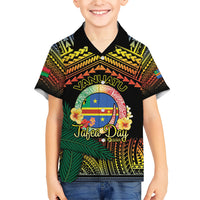 Personalised Tafea Day Kid Hawaiian Shirt Vanuatu Provinces Polynesian Pattern LT14 Kid Black - Polynesian Pride