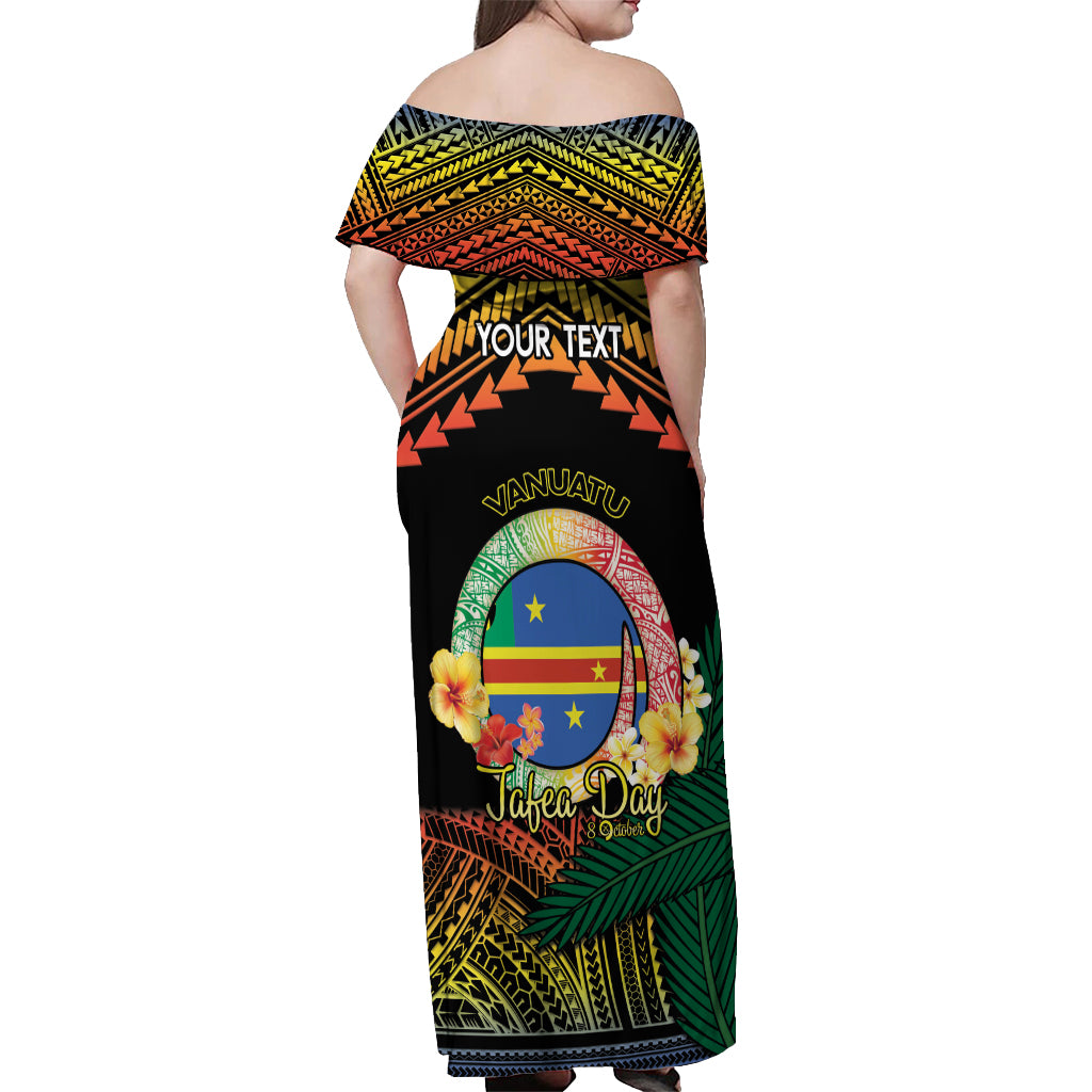 Personalised Tafea Day Off Shoulder Maxi Dress Vanuatu Provinces Polynesian Pattern LT14 - Polynesian Pride