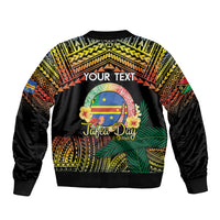 Personalised Tafea Day Sleeve Zip Bomber Jacket Vanuatu Provinces Polynesian Pattern LT14 - Polynesian Pride