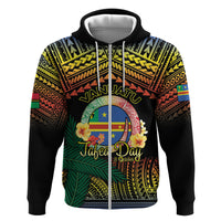 Personalised Tafea Day Zip Hoodie Vanuatu Provinces Polynesian Pattern LT14 Zip Hoodie Black - Polynesian Pride