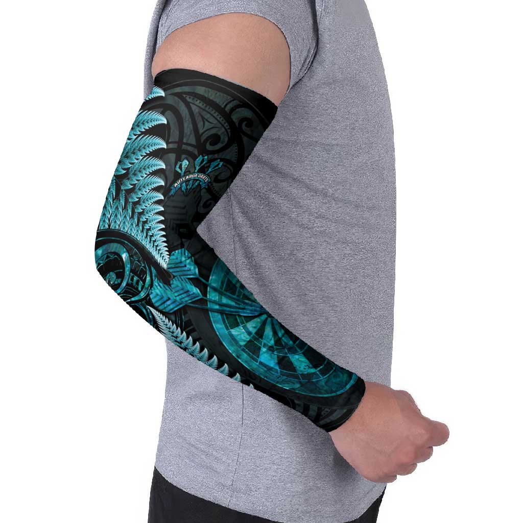 Personalised New Zealand Darts Arm Sleeves Happiness Is A Tight Threesome Maori Paua Shell - Polynesian Pride