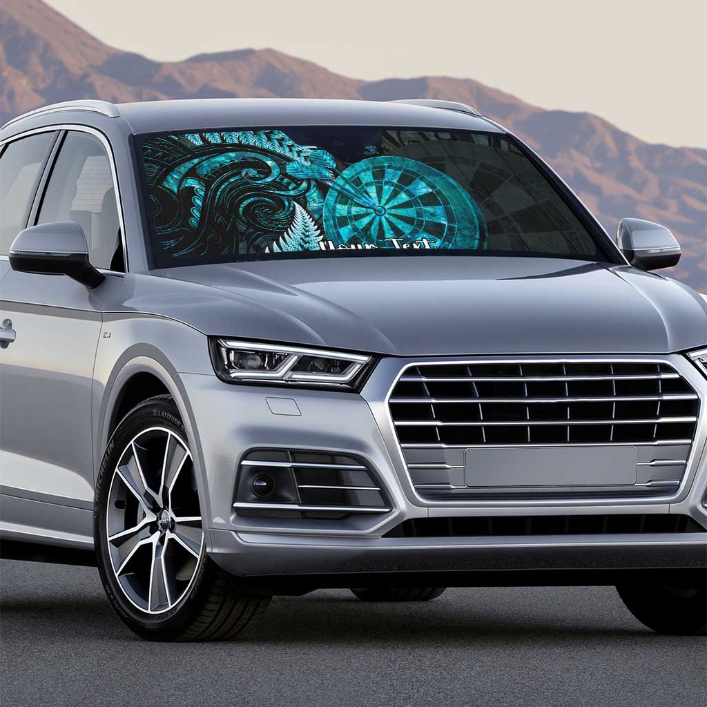 Personalised New Zealand Darts Auto Sun Shade Happiness Is A Tight Threesome Maori Paua Shell - Polynesian Pride