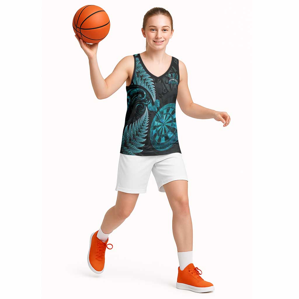 Personalised New Zealand Darts Basketball Jersey Happiness Is A Tight Threesome Maori Paua Shell - Polynesian Pride