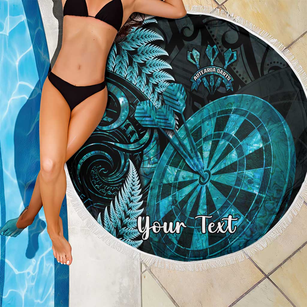Personalised New Zealand Darts Beach Blanket Happiness Is A Tight Threesome Maori Paua Shell