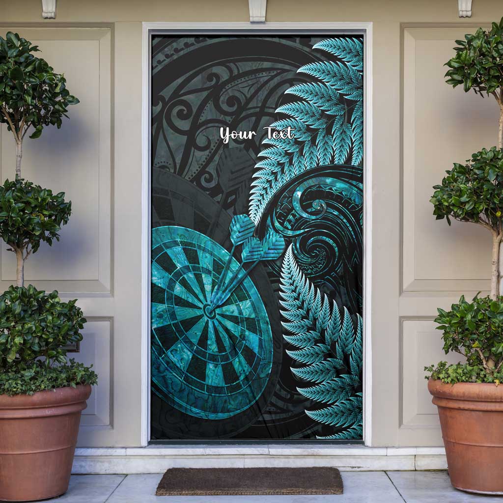 Personalised New Zealand Darts Door Cover Happiness Is A Tight Threesome Maori Paua Shell - Polynesian Pride