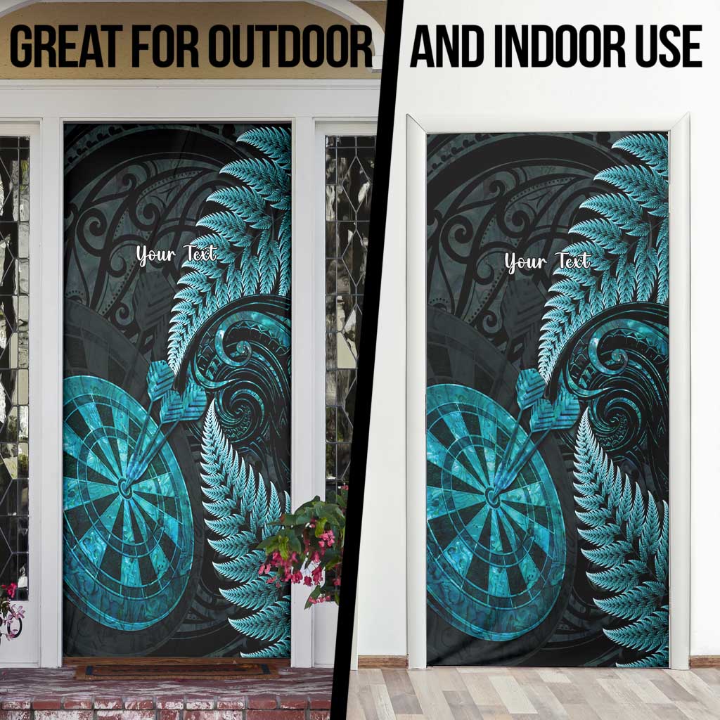 Personalised New Zealand Darts Door Cover Happiness Is A Tight Threesome Maori Paua Shell - Polynesian Pride