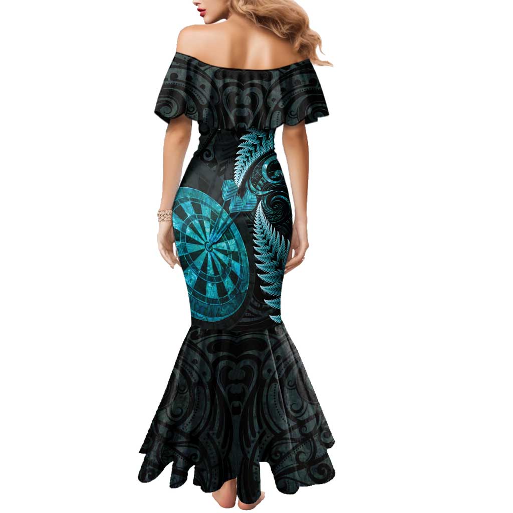 Personalised New Zealand Darts Family Matching Mermaid Dress and Hawaiian Shirt Happiness Is A Tight Threesome Maori Paua Shell LT14 - Polynesian Pride