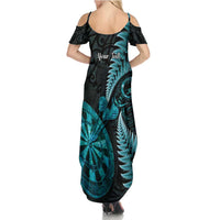 Personalised New Zealand Darts Family Matching Summer Maxi Dress and Hawaiian Shirt Happiness Is A Tight Threesome Maori Paua Shell LT14 - Polynesian Pride