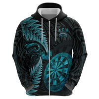 Personalised New Zealand Darts Hoodie Happiness Is A Tight Threesome Maori Paua Shell