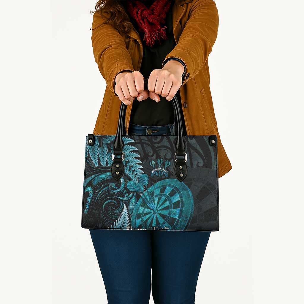 Personalised New Zealand Darts Leather Bag Happiness Is A Tight Threesome Maori Paua Shell - Polynesian Pride