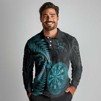 Personalised New Zealand Darts Long Sleeve Polo Shirt Happiness Is A Tight Threesome Maori Paua Shell