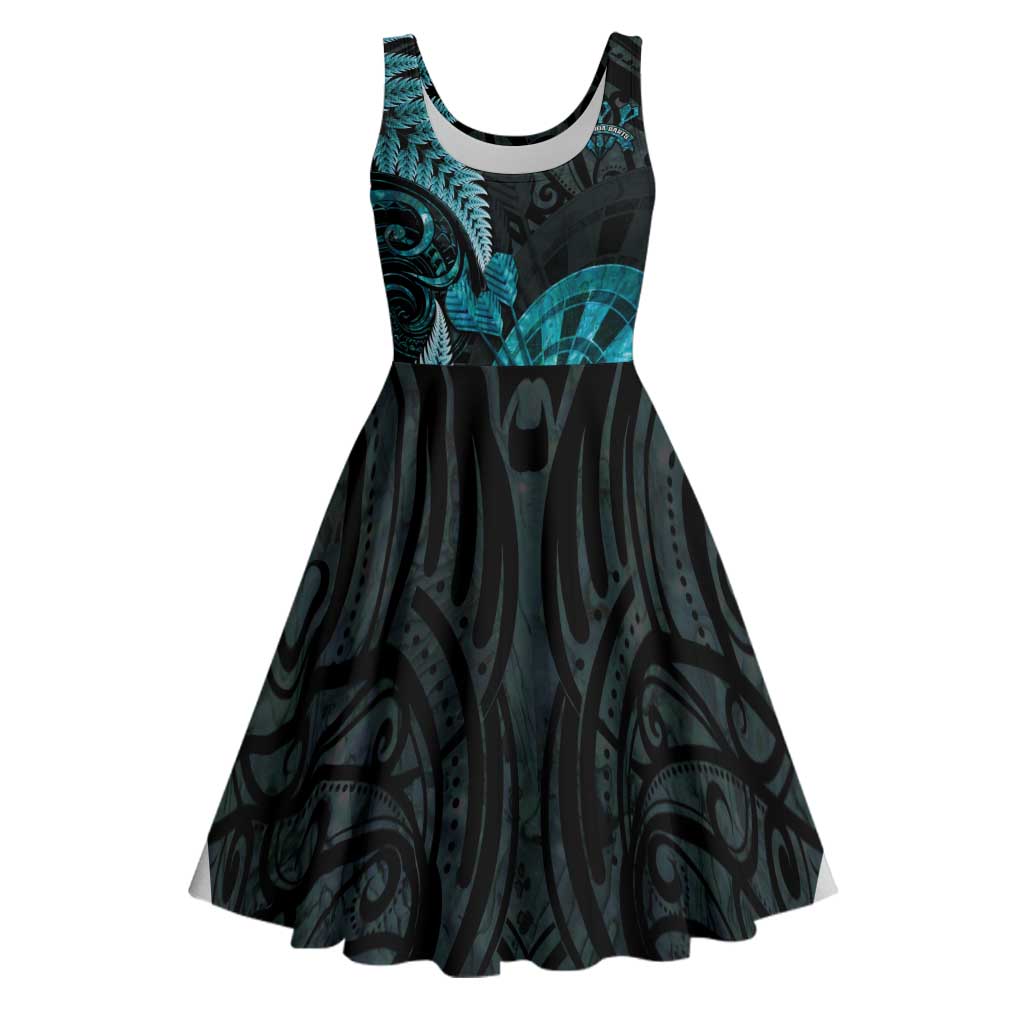 Personalised New Zealand Darts Midi Dress Happiness Is A Tight Threesome Maori Paua Shell - Polynesian Pride