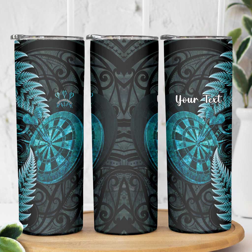 Personalised New Zealand Darts Skinny Tumbler Happiness Is A Tight Threesome Maori Paua Shell