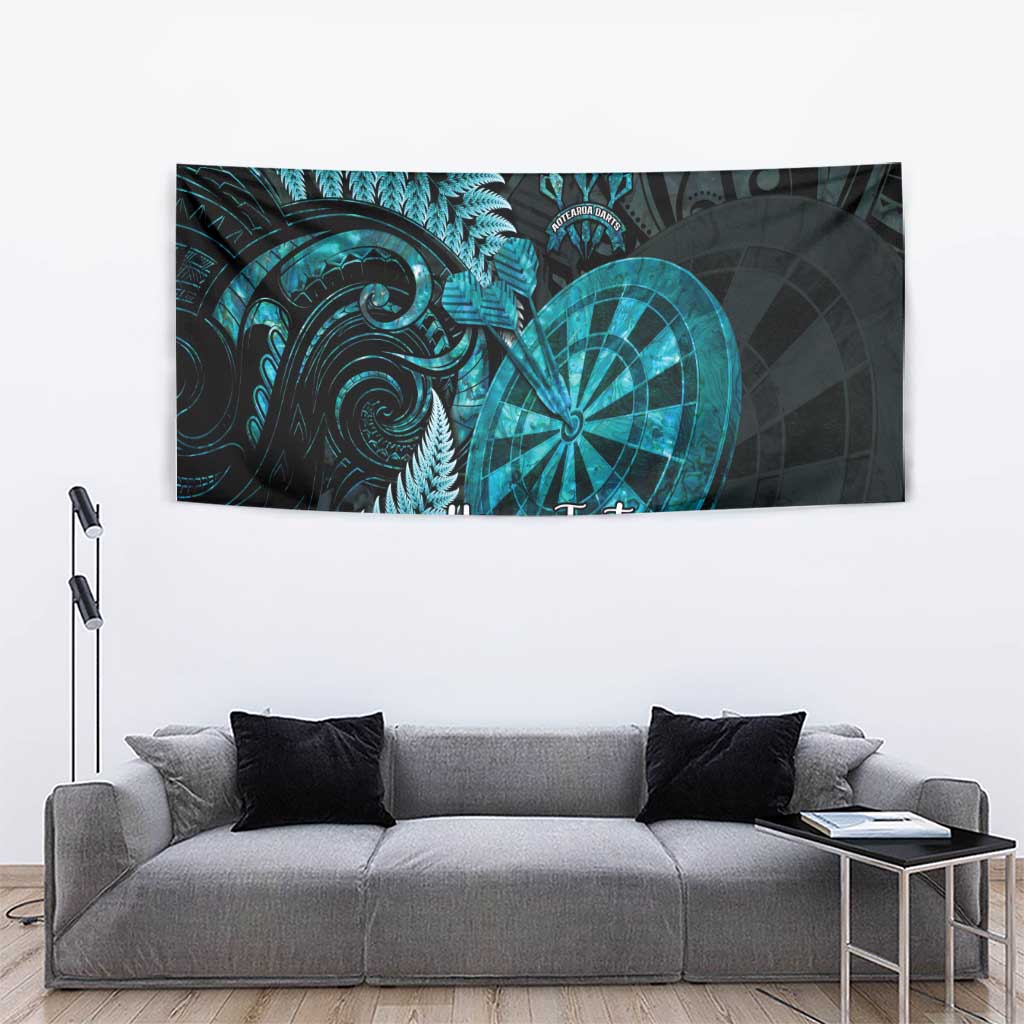 Personalised New Zealand Darts Tapestry Happiness Is A Tight Threesome Maori Paua Shell