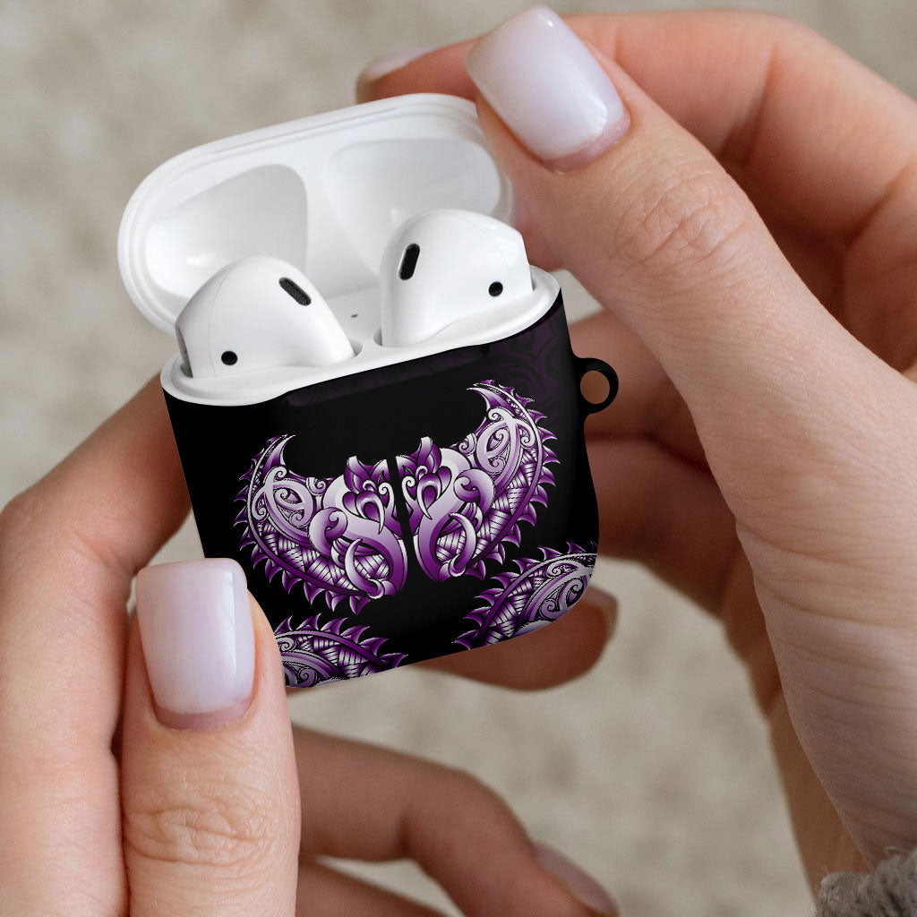 New Zealand Ta Moko AirPods Case Aotearoa Maori Chest Tattoo Purple LT14 - Polynesian Pride
