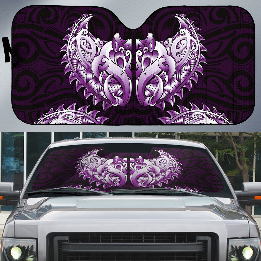New Zealand Ta Moko Auto Sun Shade Aotearoa Maori Chest Tattoo Purple LT14 Purple - Polynesian Pride