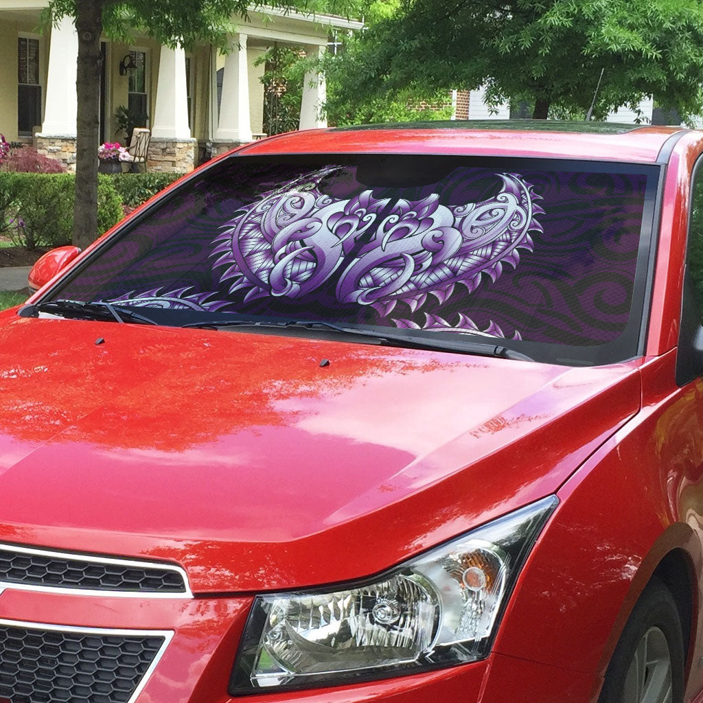 New Zealand Ta Moko Auto Sun Shade Aotearoa Maori Chest Tattoo Purple LT14 - Polynesian Pride